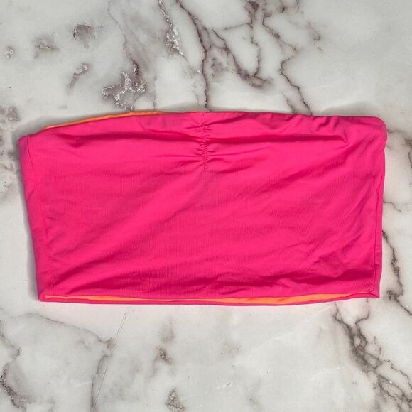 HURLEY Pink & Orange Reversible Bandeau Bikini Top | Size: S - Picture 2 of 7